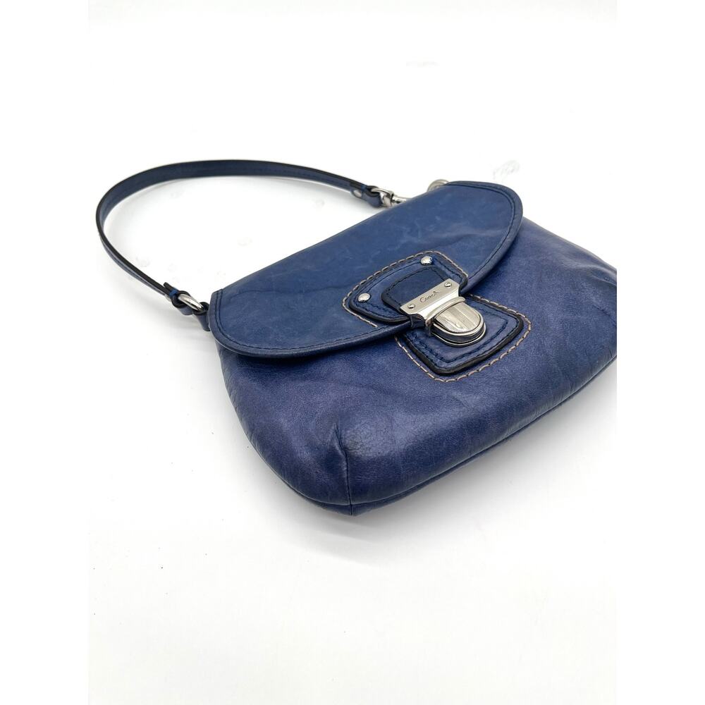 COACH Poppy Leather Push Lock Mini Bag, Purple Blue - Picture 5 of 9